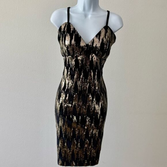 Fashion Nova Dresses & Skirts - Fashion Nova Dress Medium Sequin BodyCon Mini Art Deco Disco Glam Festival